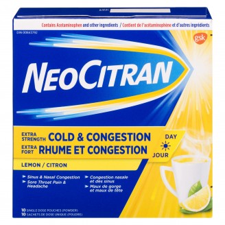 NeoCitran Extra Strength Cold & Sinus, Lemon - 10 Pouches